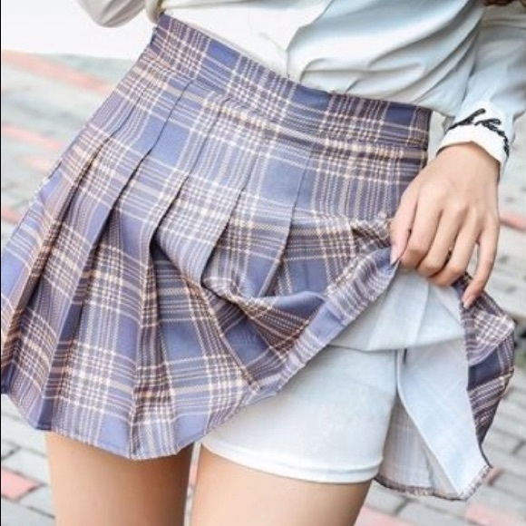 Mini Pleated Plaid Skirt Grey - Picture 4 of 5